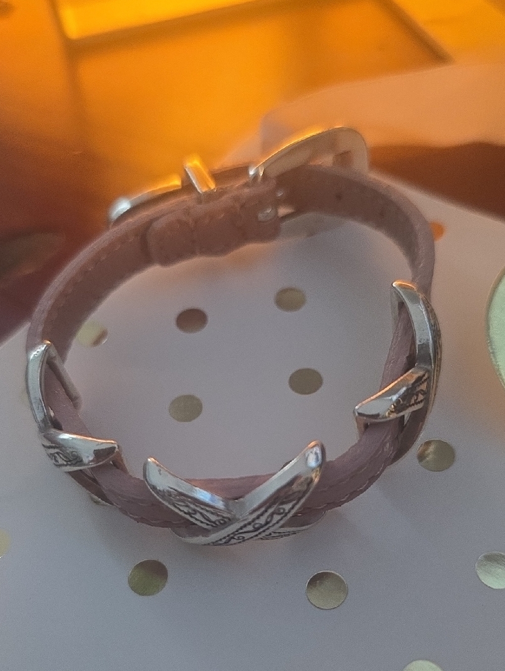 Brighton Silver Accent Pink Leather Bracelet - NWT